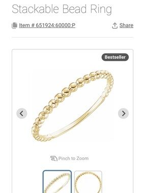14k Yellow Gold Beaded Stacking Ring Band Stuller Brand Graduated Bead Size 4.75